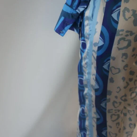 NWT Womens Bululu Magical Blue, White Print Satin Pants M Set - Picture 8 of 10